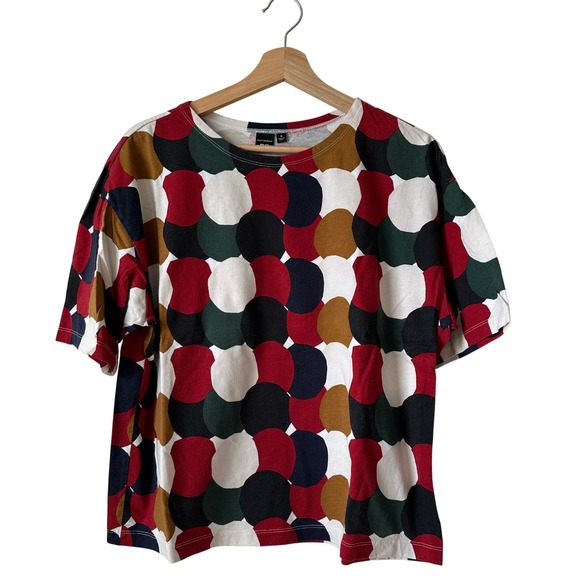Marimekko x Uniqlo Graphic Print Tee Top Colorful Circle Pattern Sz M - Picture 1 of 5
